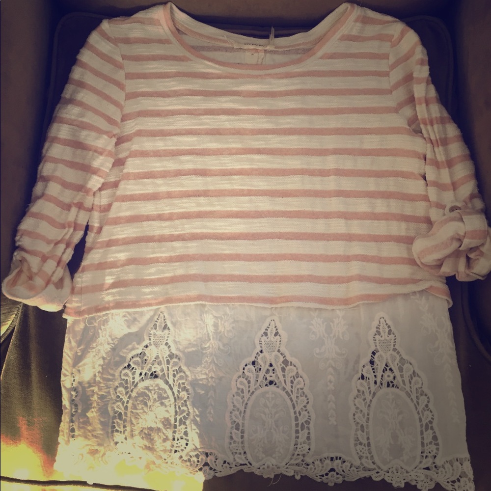 ModCloth lace and stripes shirt